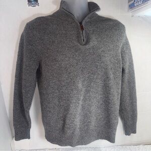 Bonobos Gray 1/4 Zip Mock Neck Pullover Sweater 100% Lambswool